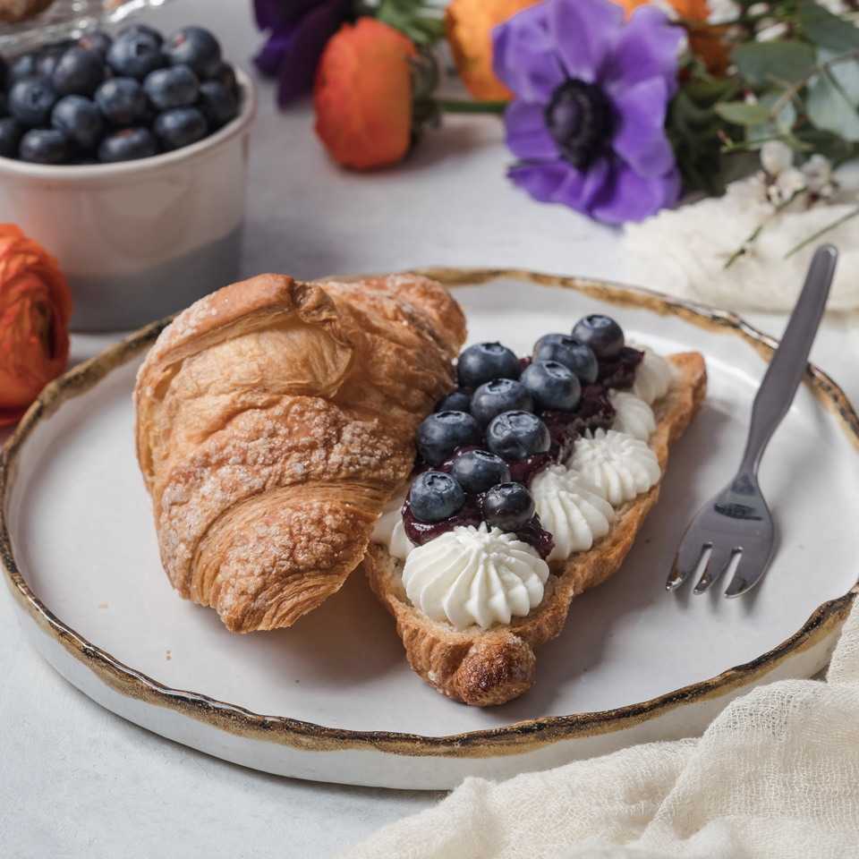 CROISSANT CON CREMA AL MASCARPONE E MIRTILLI